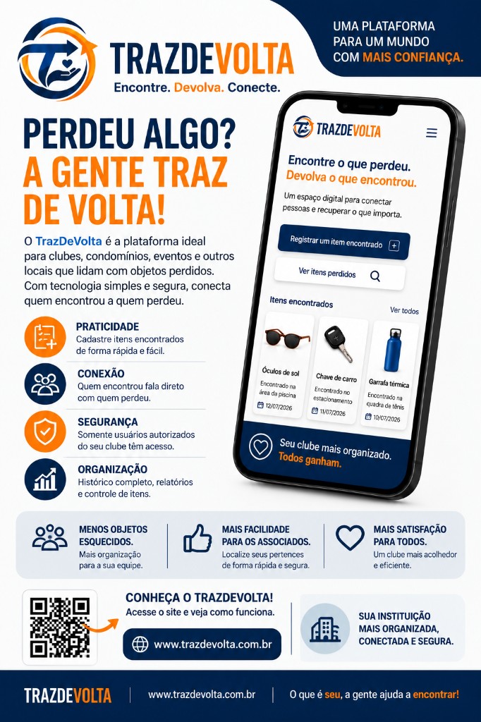 Flyer TrazDeVolta para clubes, condomínios e eventos